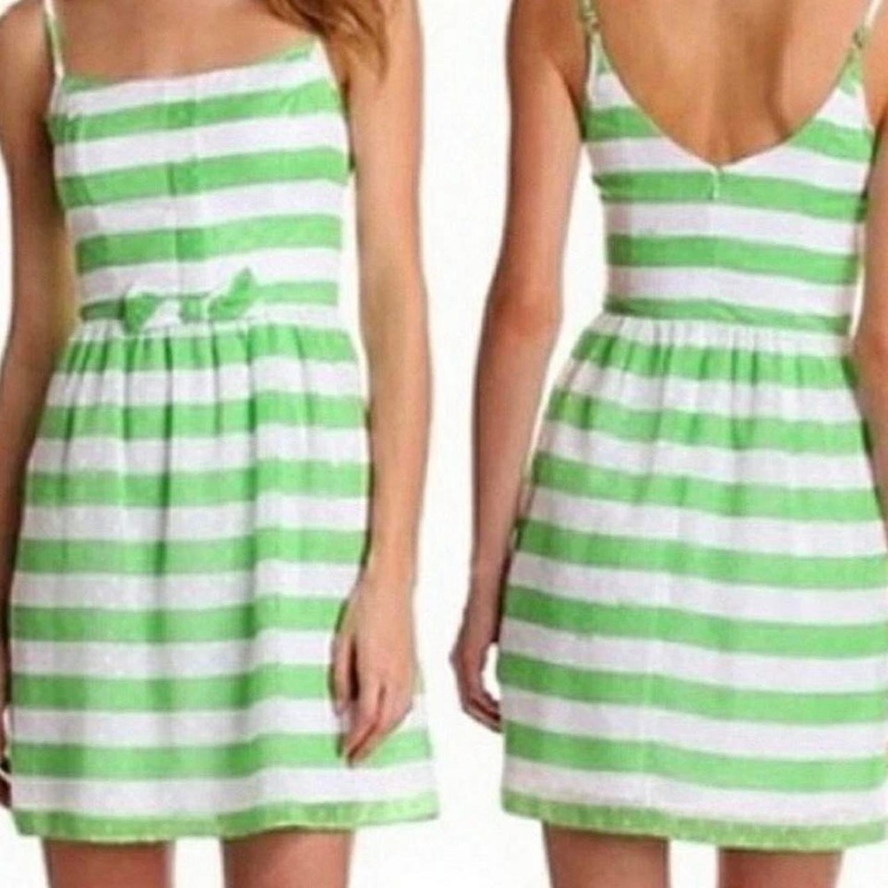 Lilly Pulitzer Antonia Dress Green White Stipe Sleeveless Size 4 Resort NEW
